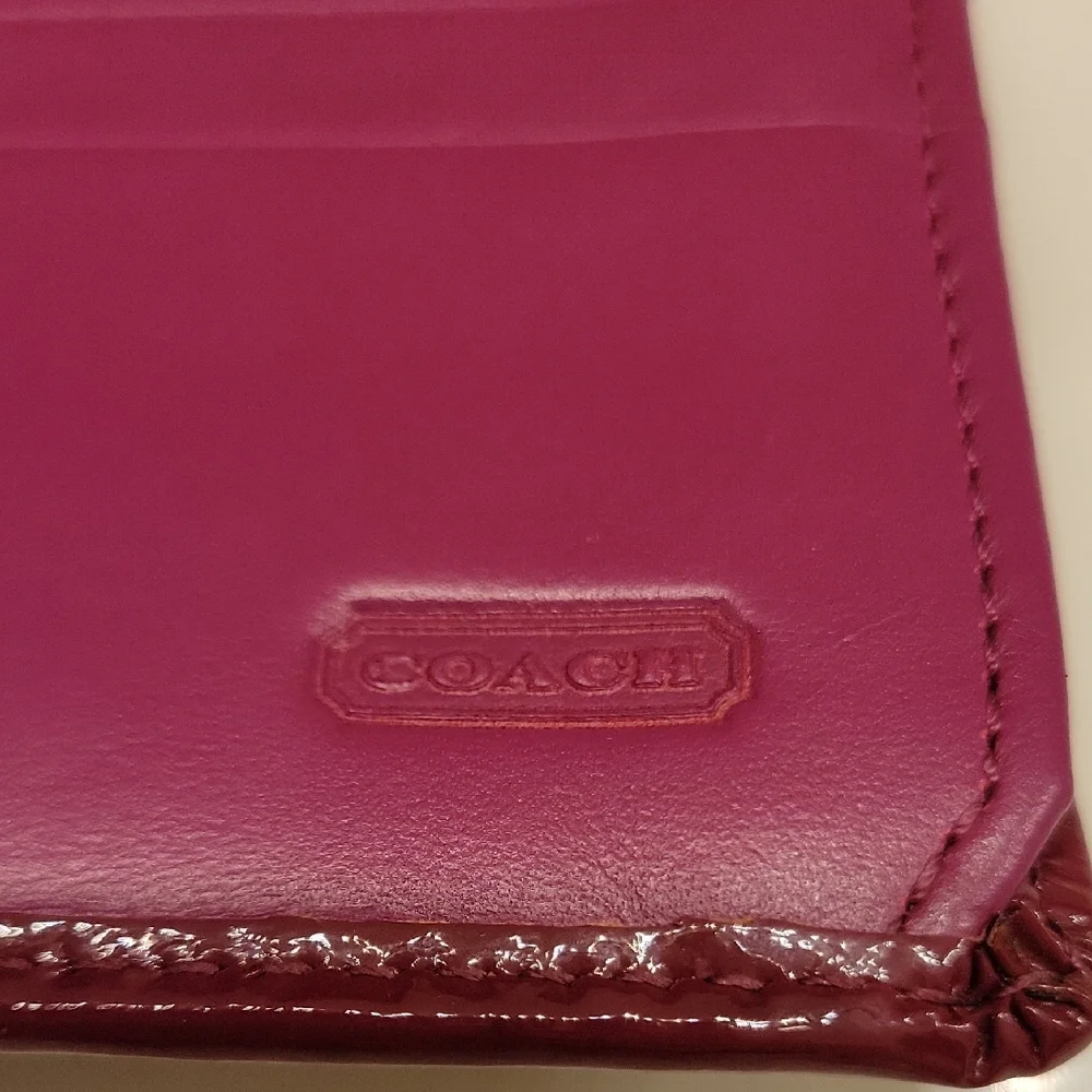 Coach Brown and Burgundy/Pink Wallet Signature Collection - Picture 2 of 14